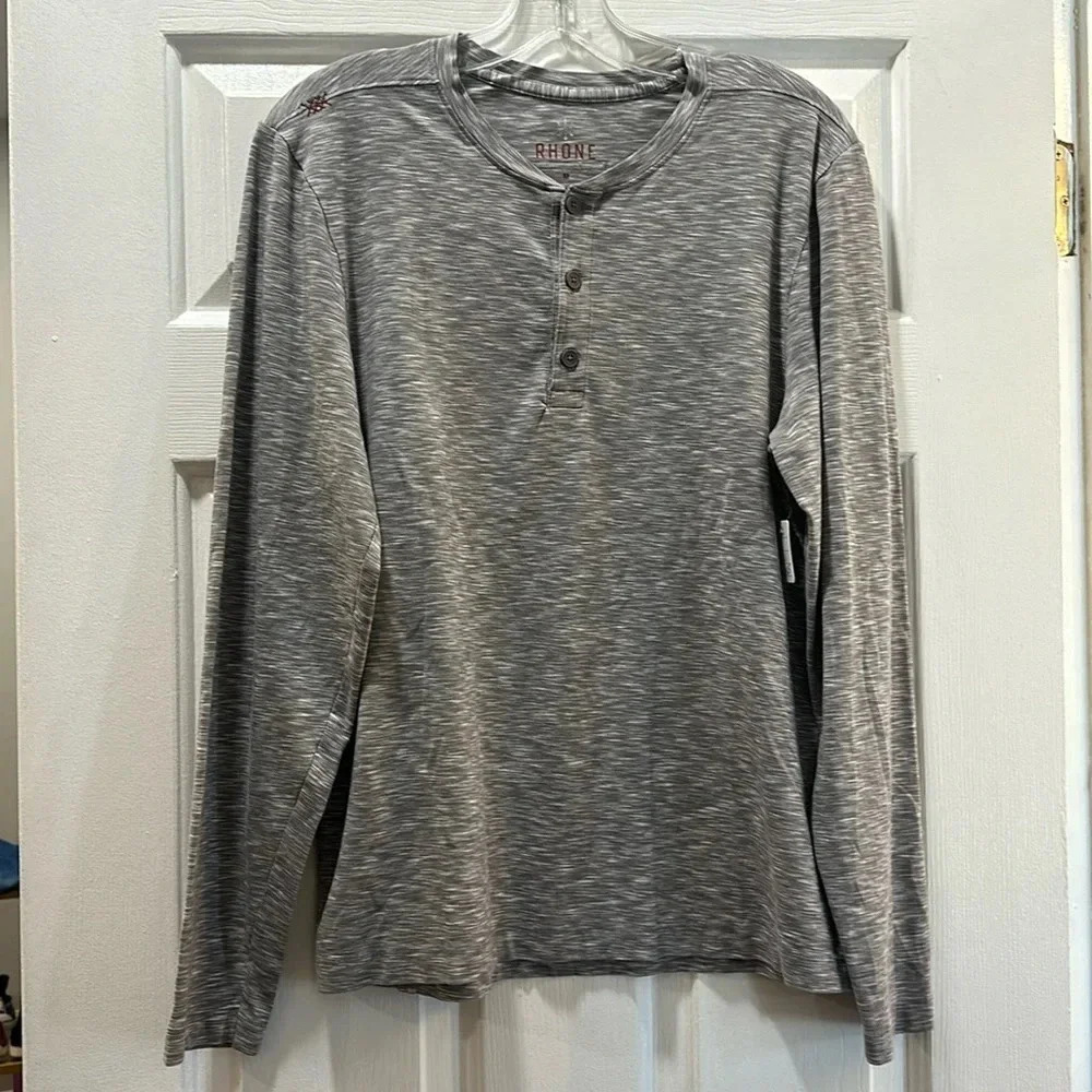 Rhone Men’s Henley Long Sleeve Shirt Size M Heathered Pima Cotton Blend